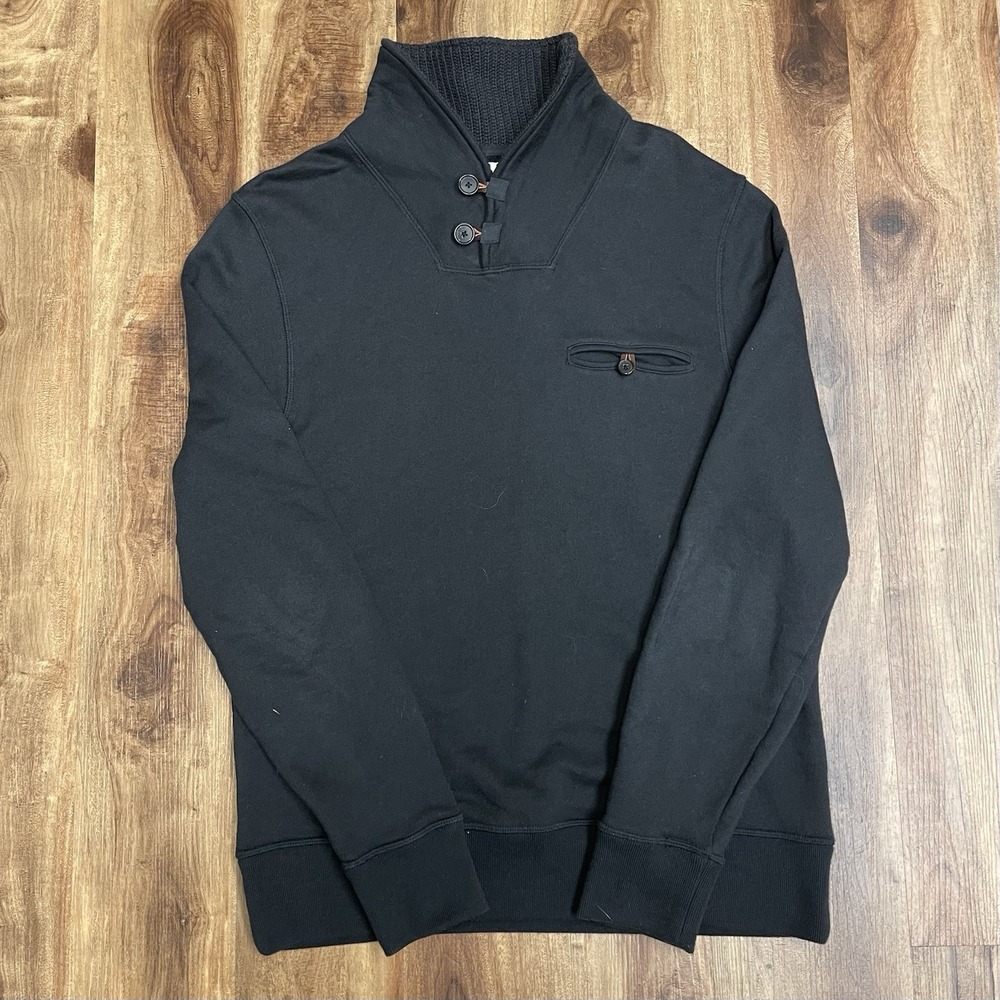 Billy Reid Shiloh Shawl Collar Pullover Sweatshirt Men L Black Cotton Heritage